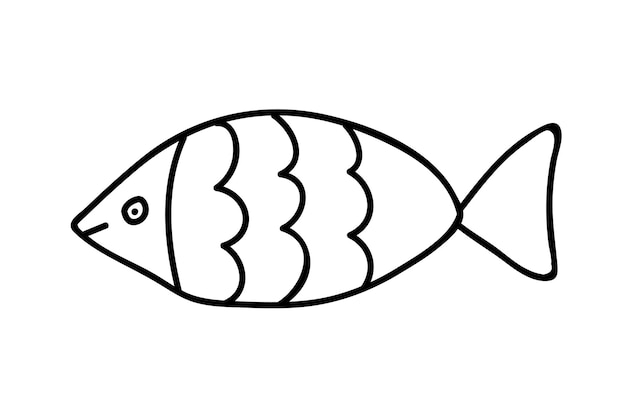 Ilustración de pez de título vectorial de garabato Ilustración de dibujado a mano de pez de arrecife Decoración de pegatinas tarjetas de felicitación