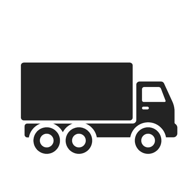 Ilustración de pictograma aislado de remolque de camión para automóviles y gráfico de entrega