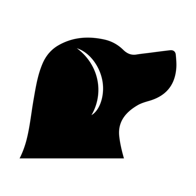 Ilustración de pictograma de glifo de la silueta vectorial del perfil facial de la mascota del icono del perro