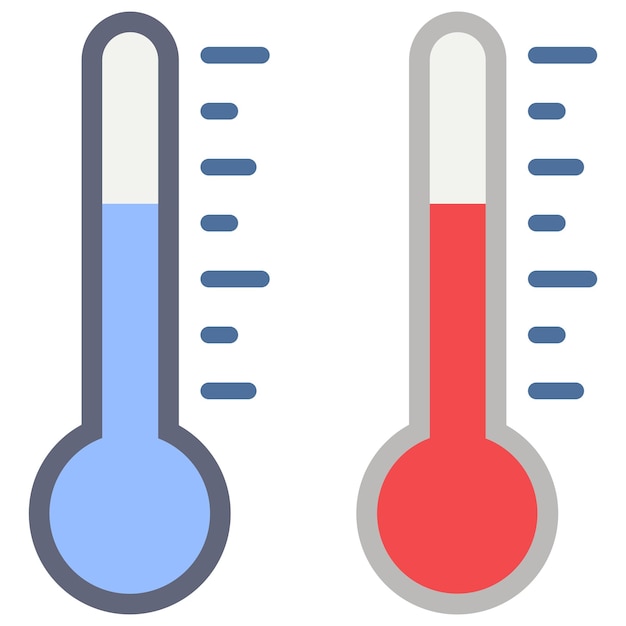 Ilustración de pictograma vectorial de temperatura caliente y fría aislado sobre fondo blanco