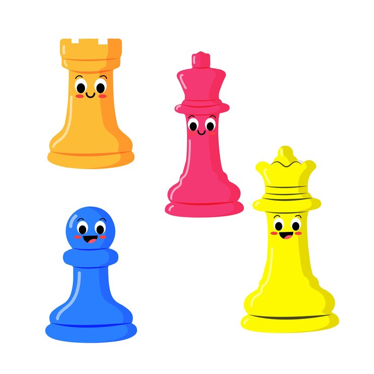 Vector ilustración de piezas de ajedrez de dibujos animados