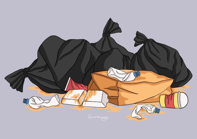 Ilustración de la pila de basura / basura