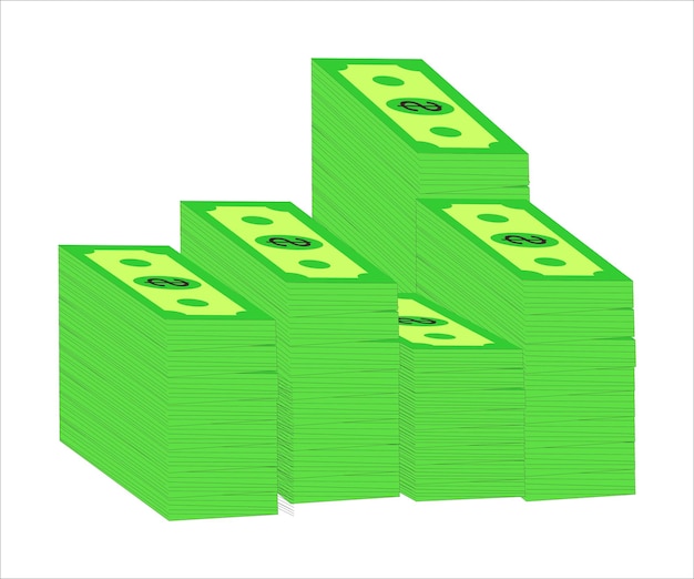 ilustración, pila, de, dólar, vector