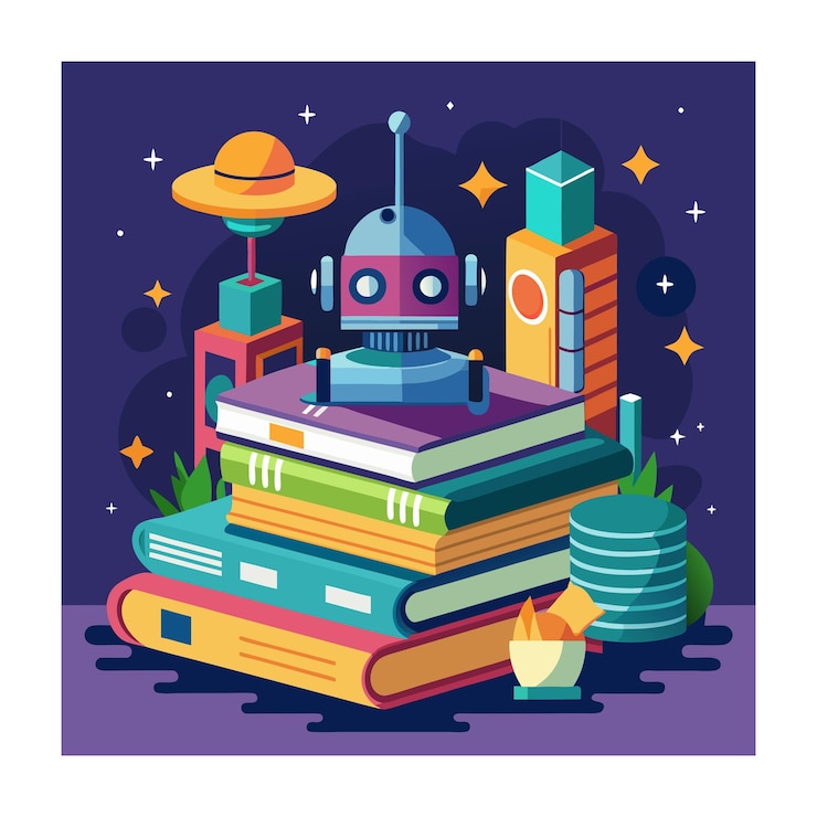Vector ilustración de pila de libros de diseño plano