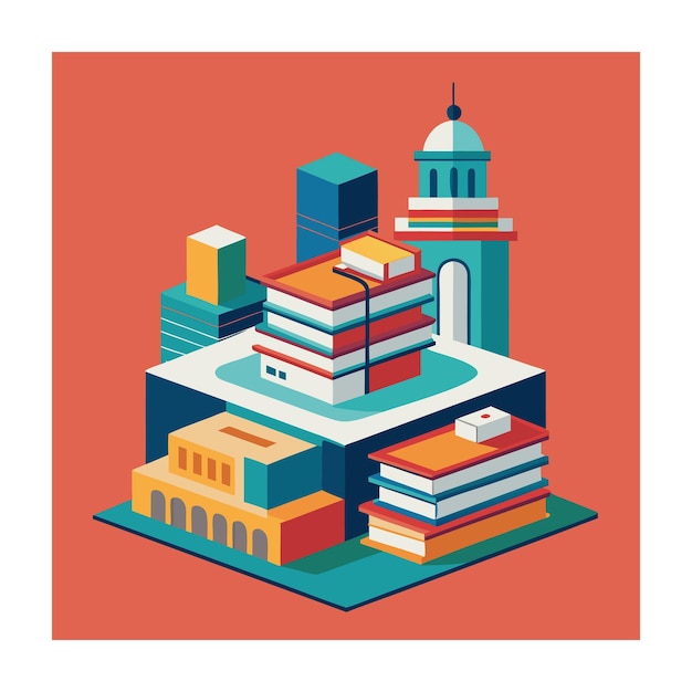 Ilustración de pila de libros de diseño plano