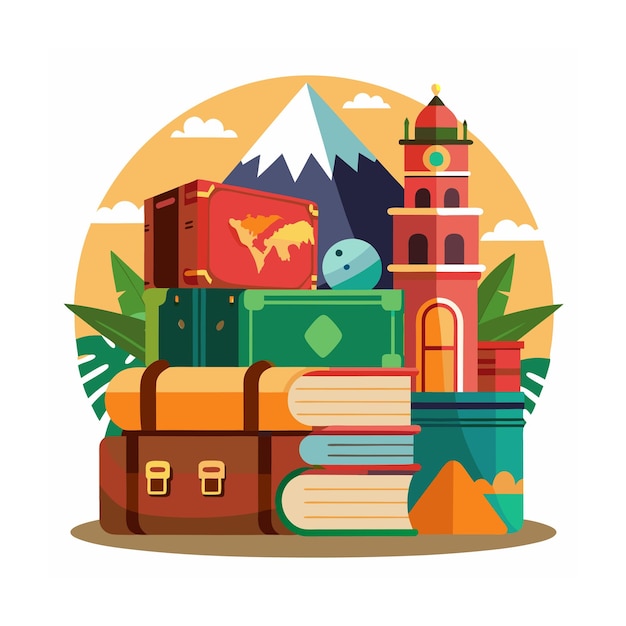 Ilustración de pila de libros de diseño plano