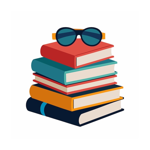 Ilustración de pila de libros de diseño plano