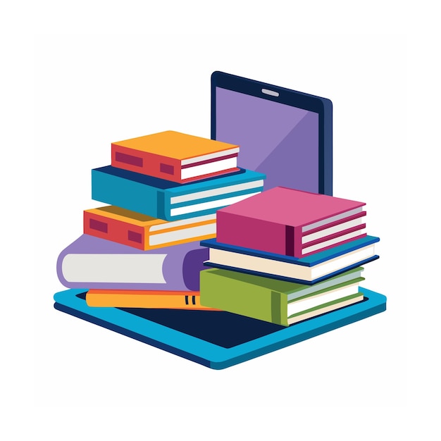 Ilustración de pila de libros de diseño plano
