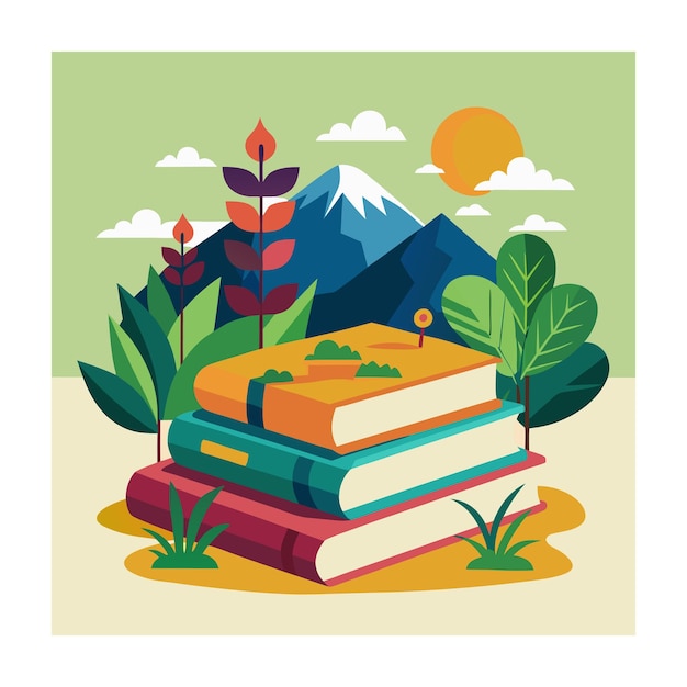 Ilustración de pila de libros de diseño plano