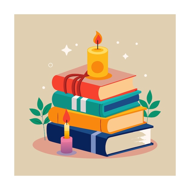 Ilustración de pila de libros de diseño plano