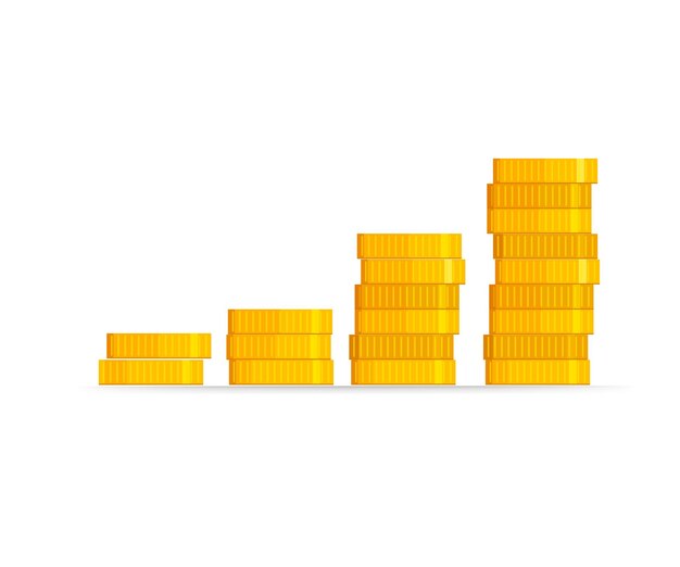 Ilustración de la pila de monedas de oro