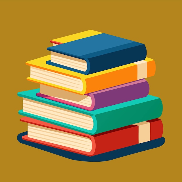 Ilustración de una pila plana de libros dibujada a mano