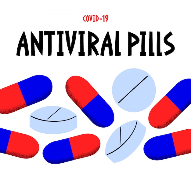 Ilustración de píldora de coronavirus. Ilustración de medicina de concepto de pandemia. Brote de coronavirus. Fondo 2019-nCoV.