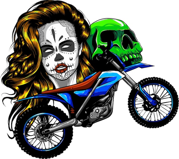 Ilustración del piloto de motocross dirt sobre fondo blanco