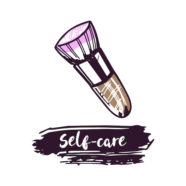 Vector ilustración de pincel cosmético dibujado a mano para salón de belleza, tienda de cosméticos y diseño de maquillaje