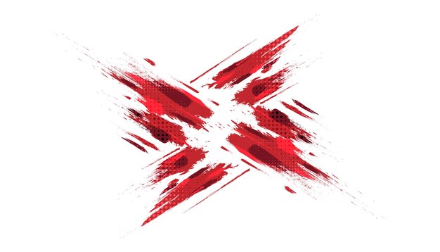Ilustración de pincel rojo con efecto de trama de semitonos aislado sobre fondo blanco Elementos de textura y rayado de fondo deportivo para el diseño