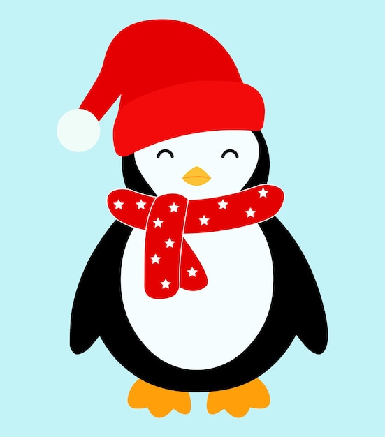 Vector ilustración de pingüino de navidad