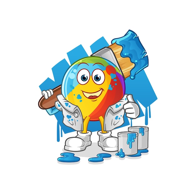 Ilustración de pintor de pelota de playa. vector de personaje