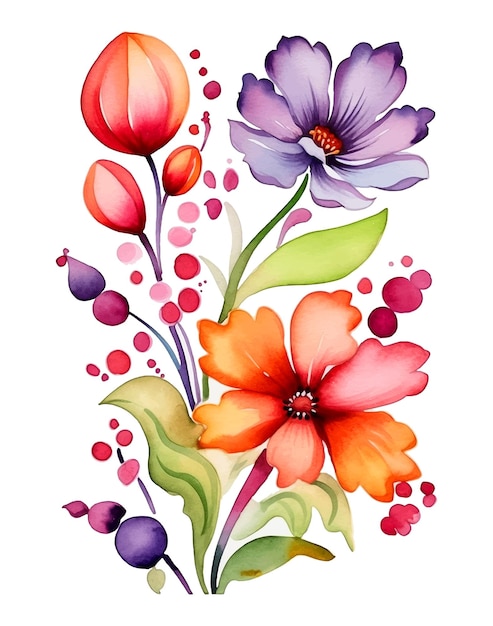 Ilustración de pintura de acuarela de fondo de flores