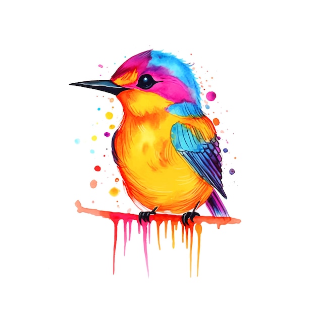 Ilustración de pintura acuarela de pájaro hermoso