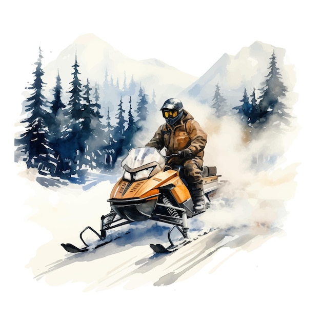 Vector ilustración de pintura de mano de acuarela de snowcross