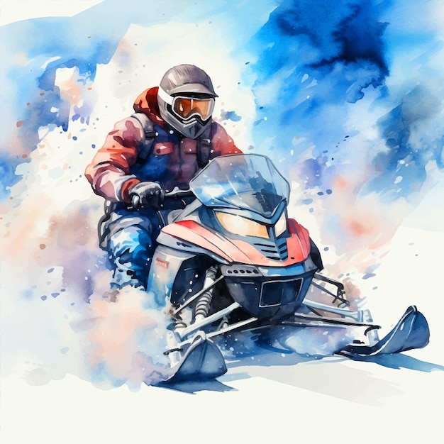 Ilustración de pintura de mano de acuarela de snowcross