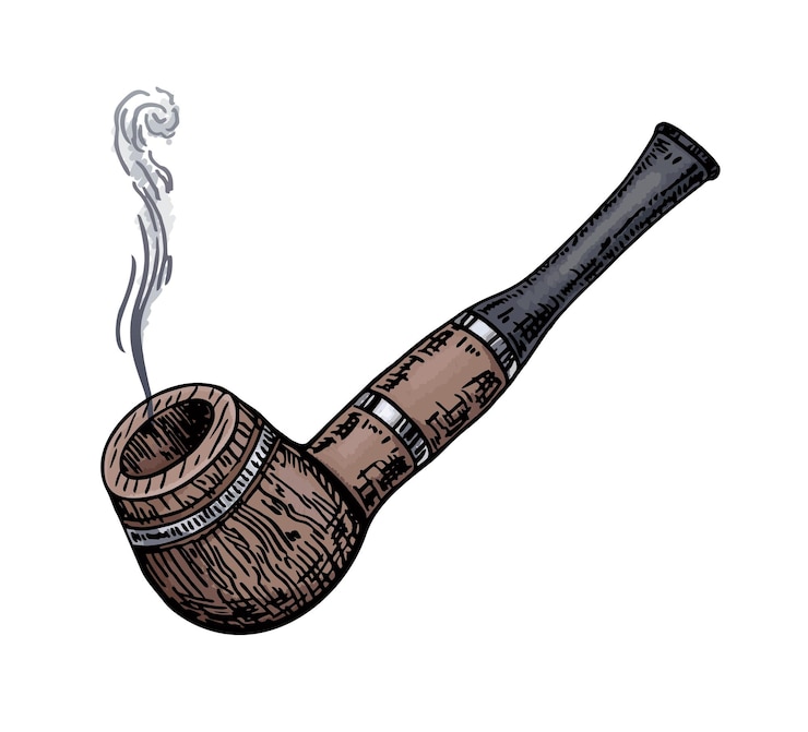 Vector ilustración de la pipa de fumar en estilo de grabado tubo para fumar tabaco elemento de diseño