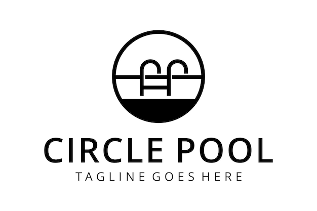 Ilustración piscina deportiva creativa en plantilla de diseño de logotipo de signo circular