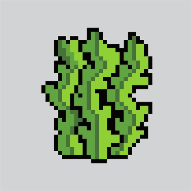 Ilustración de pixel art Algas marinas pixeladas Algas verdes Icono de algas marinas pixeladas