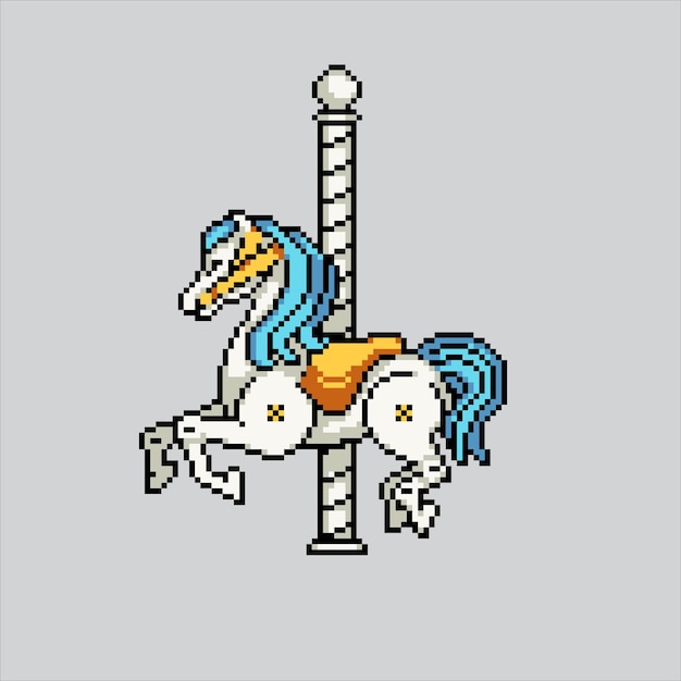 Ilustración de pixel art Caballo de Carnaval Pixelado Caballo de Carnival Caballo de carnaval pixelado para el juego