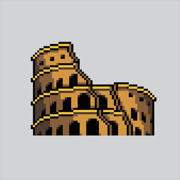 Ilustración de pixel art Coliseo Coliseo pixelado Roma Coliseo Romano Francia