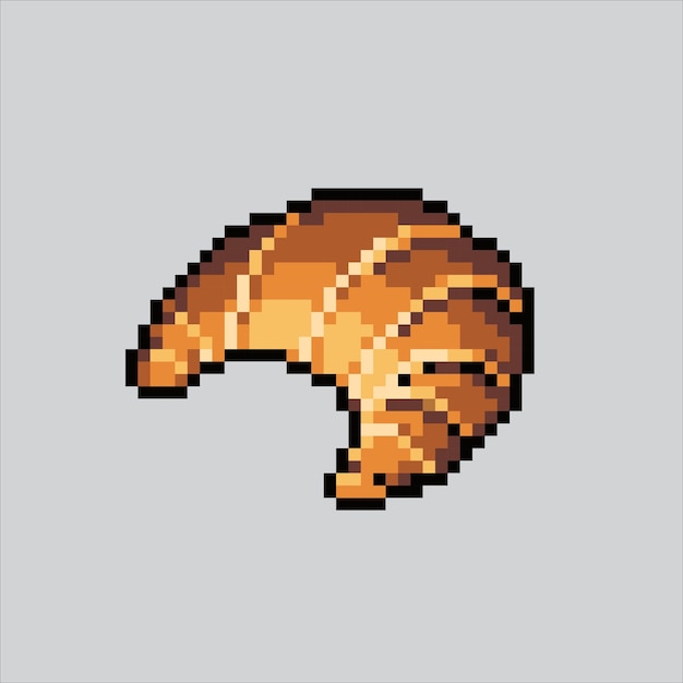 Ilustración de pixel art croissant croissant pixelado pastel croissant horneado pixelado para el juego