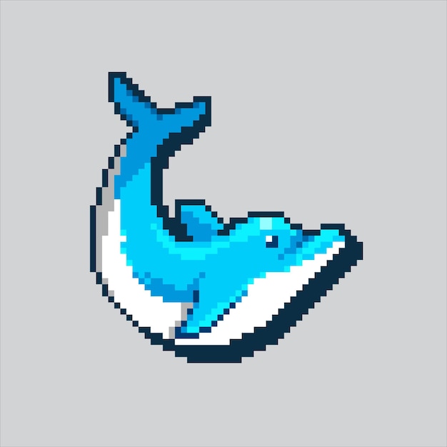 Ilustración de pixel art Delfín Pixelado Delfín pixelado para el juego de pixel art e icono