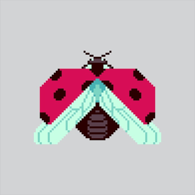 Ilustración de pixel art Ladybug pixelado Lady Bug Ladybug Icon de insecto pixelado para el pixel art