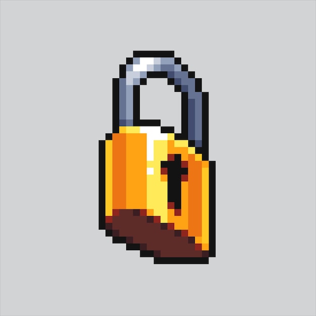 Ilustración de pixel art Padlock Pixelated Padlock Secure Padlock pixelado para el juego de pixel art