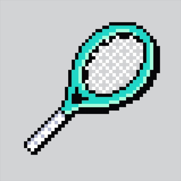Ilustración de pixel art Raqueta Pixelada Raqueta de tenis Deportes Icono de raqueta de tenis pixelado