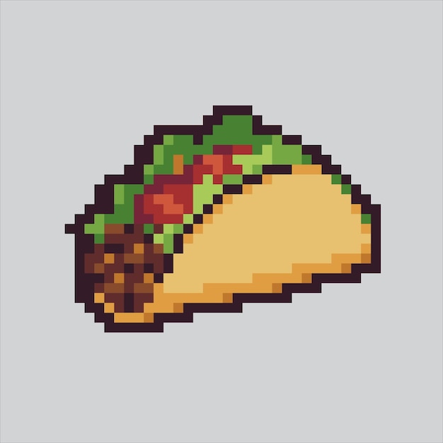 Ilustración de pixel art Taco pixelado Taco mexicano Icono de taco mexicano pixelado para el pixel art