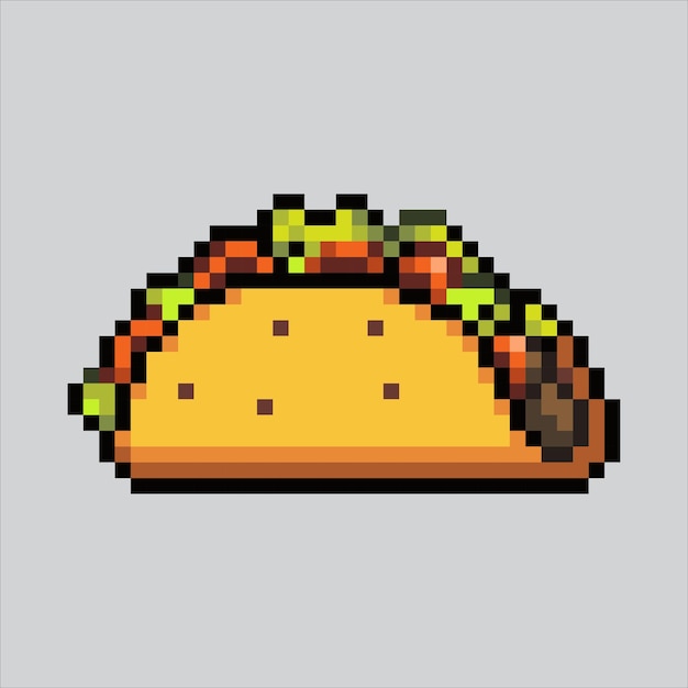 Ilustración de pixel art Taco Pixelated Taco Icono de comida de taco mexicano pixelado para el pixel art