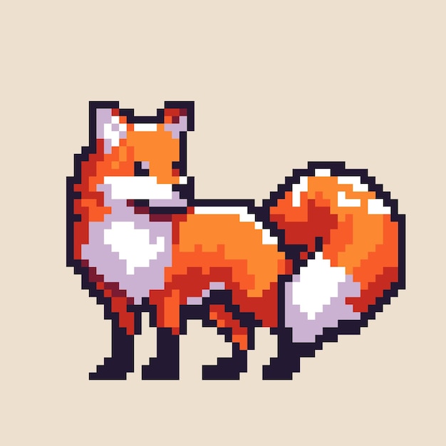 Ilustración de Pixel Fox de estilo retro