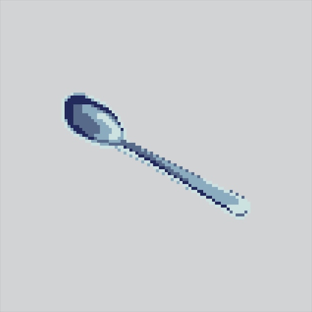 Ilustración en píxeles de la cuchara de comida pixelada cuchara de cocina icono de la cucharada de comida pixelado para th