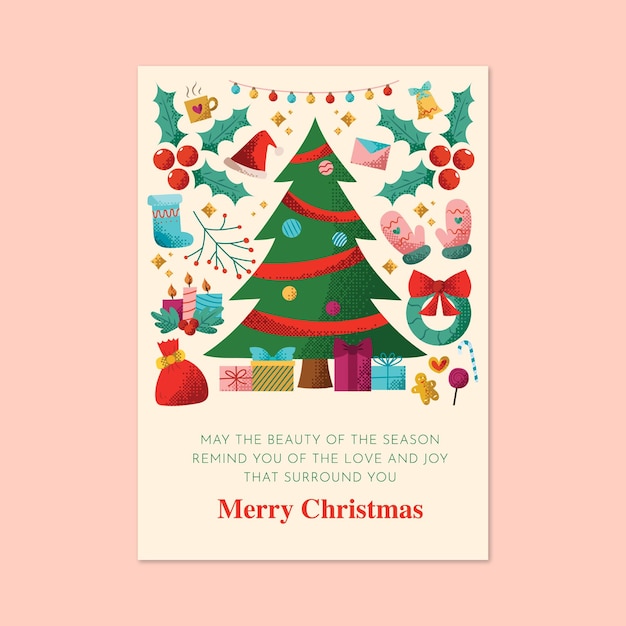 Ilustración de píxeles de tarjetas de felicitaciones navideñas de vector dibujadas a mano