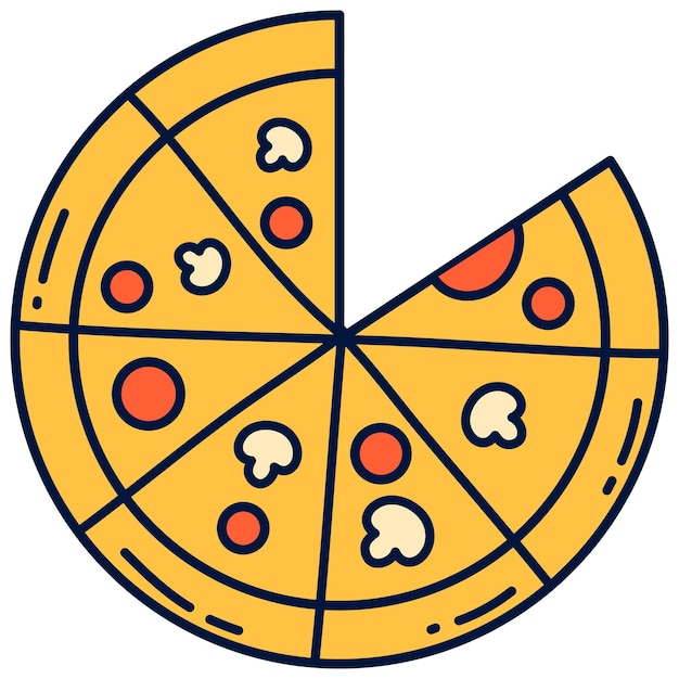 Vector ilustración de la pizza dibujada a mano