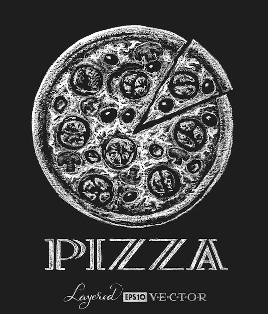 Ilustración de pizza de dibujo de tiza