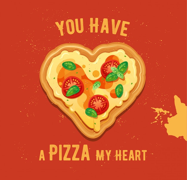 Vector ilustración de pizza en forma de corazón