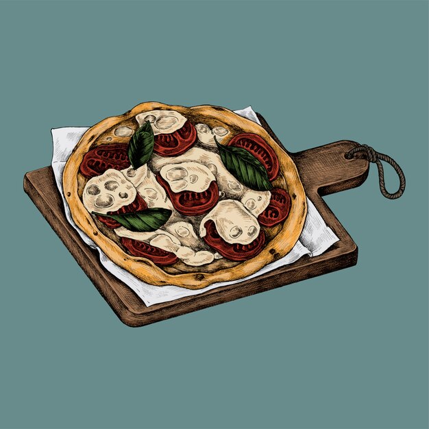 Ilustración de una pizza italiana