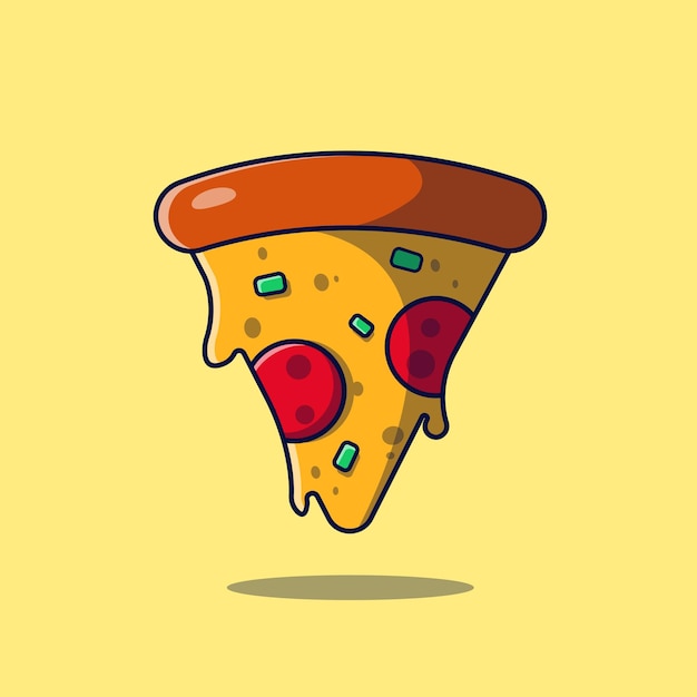 Ilustración de pizza rebanada de ilustración de dibujos animados de pizza lindo icono de pizza en estilo kawaii