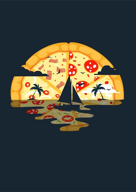 Ilustración de pizza sun set