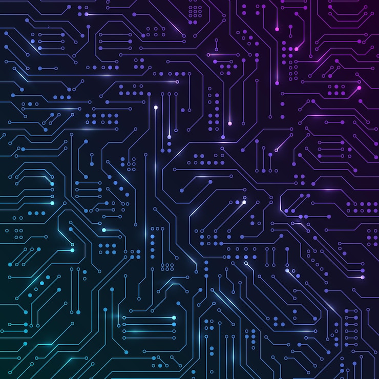Vector ilustración de placa de circuito de tecnología informática abstracta