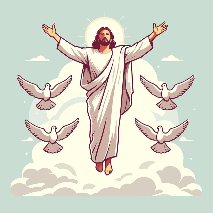 Ilustración plana 2D de los reflejos de la fe conmemoración del Día de la Ascensión 4