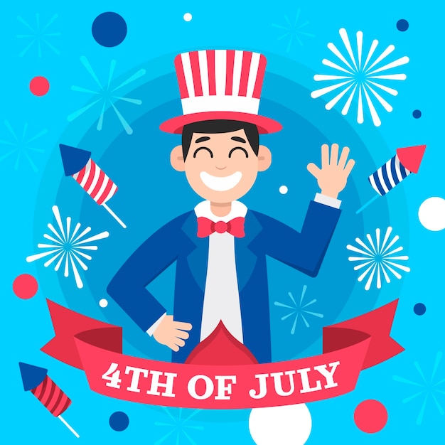 Ilustración plana del 4 de julio